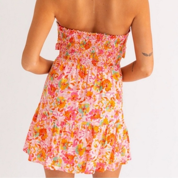 Le Lis Pink Orange Floral Cutout Mini Dress Feminine Vacation NWT Summer - Picture 3 of 7